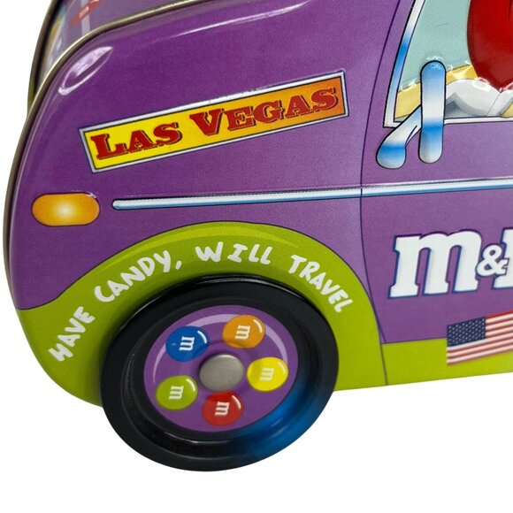 M&Ms 2002 Tin Lunchbox Bus Shaped Purple Handle Latch Vintage - Picture 8 of 11